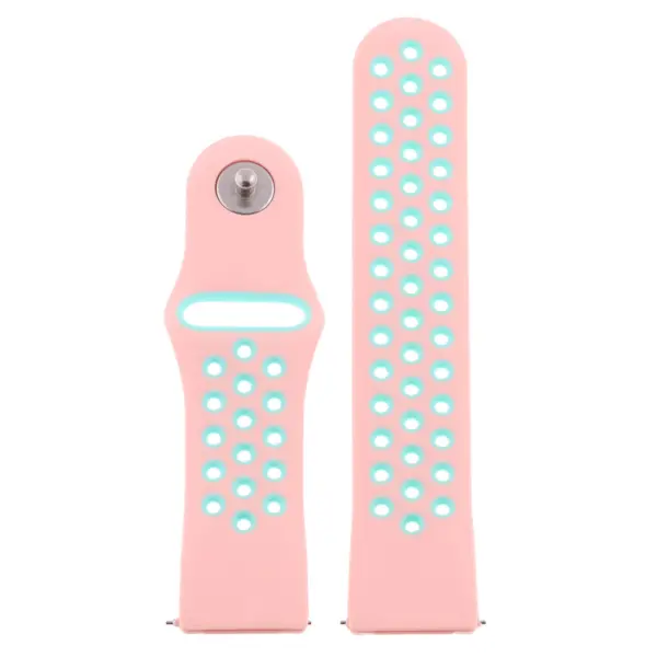 Fb.r37.13.11 Up Pink & Green StrapsCo Perforated Silicone Rubber Watch Band Quick Release Strap For Fitbit Versa SmallLarge