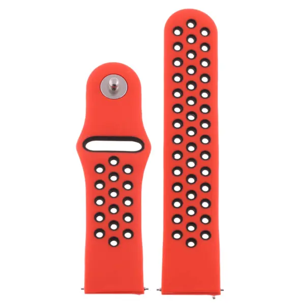 Fb.r37.6.1 Up Red & Black StrapsCo Perforated Silicone Rubber Watch Band Quick Release Strap For Fitbit Versa SmallLarge