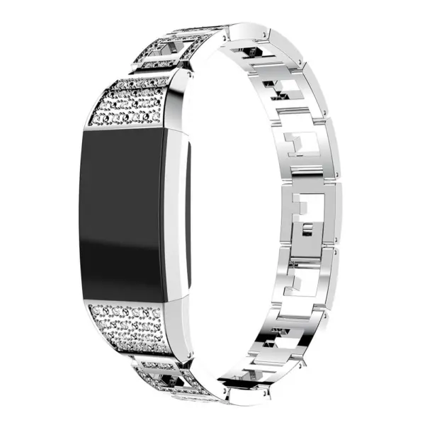 Fb.m77.ss Front Silver StrapsCo Alloy Watch Bracelet Band Strap With Rhinestones For Fitbit Charge 2