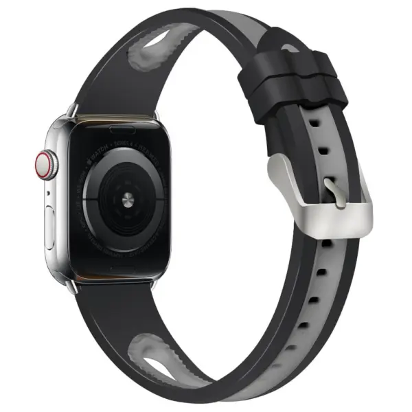 A.r7.1.7 Back Black & Grey StrapsCo Silicone Rubber Sport Watch Band Strap For Apple Watch Series 4 40mm 44mm