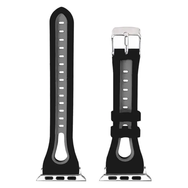 A.r7.1.7 Up Black & Grey StrapsCo Silicone Rubber Sport Watch Band Strap For Apple Watch Series 4 40mm 44mm