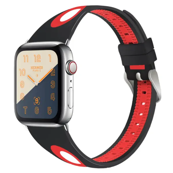 A.r7.1.6 Main Black & Red StrapsCo Silicone Rubber Sport Watch Band Strap For Apple Watch Series 4 40mm 44mm
