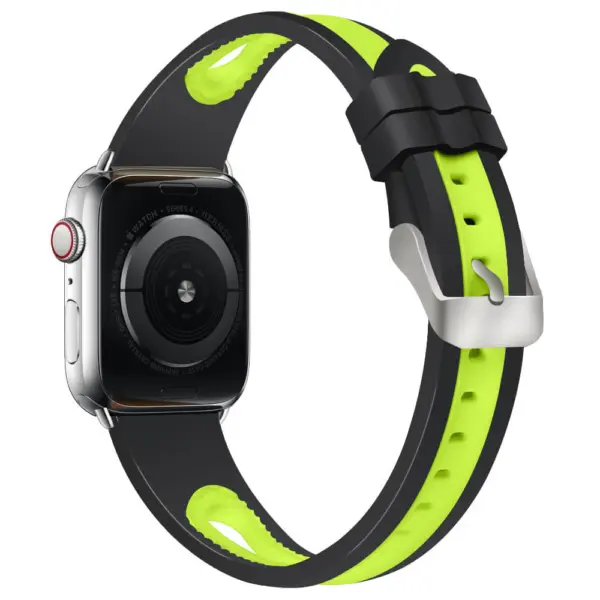 A.r7.1.10 Back Black & Yellow StrapsCo Silicone Rubber Sport Watch Band Strap For Apple Watch Series 4 40mm 44mm