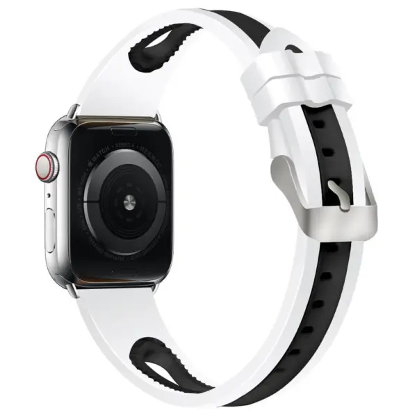 A.r7.22.1 Back White & Black StrapsCo Silicone Rubber Sport Watch Band Strap For Apple Watch Series 4 40mm 44mm