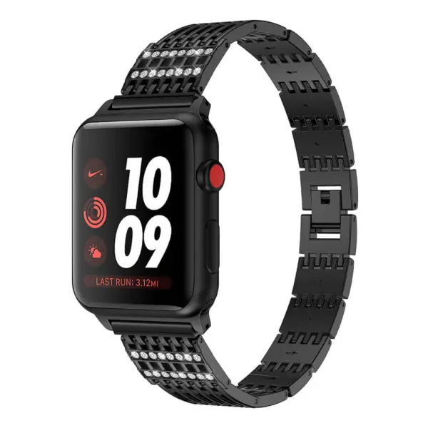 A.m13.mb Main Black StrapsCo Alloy Metal Link Watch Bracelet Band Strap With Rhinestones For Apple Watch Series 1234 38mm 40mm 42mm 44mm