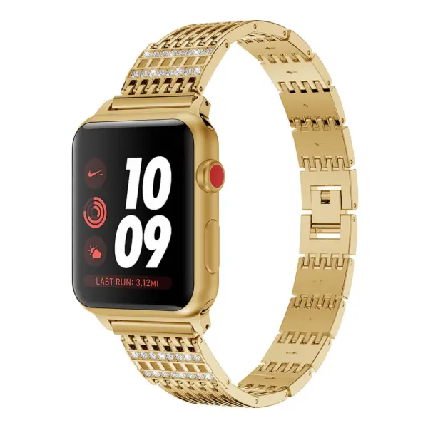 A.m13.yg Main Yellow Gold StrapsCo Alloy Metal Link Watch Bracelet Band Strap With Rhinestones For Apple Watch Series 1234 38mm 40mm 42mm 44mm