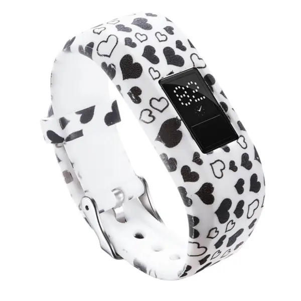 G.r23.w Patterned Silicone Braclet For Garmin Vivofit 3 Black And White Hearts