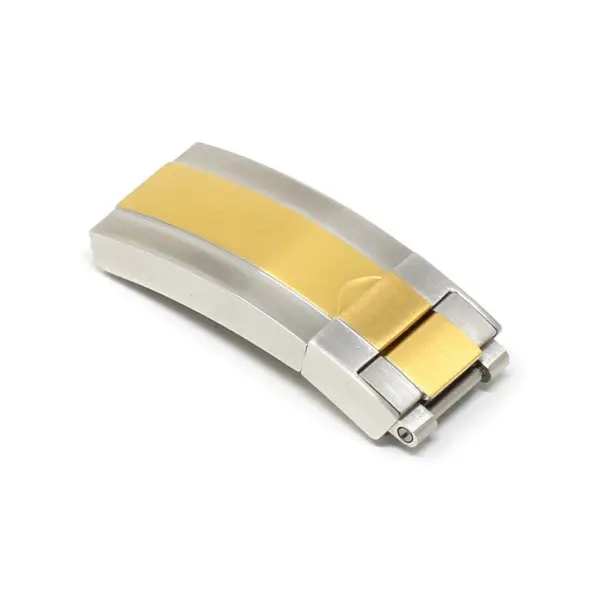 Cl.rx1.ss.yg Main Silver & Yellow Gold StrapsCo Replacement Stainless Steel Deployant Clasp For Rolex 16mm 18mm
