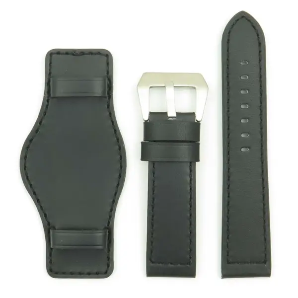 p615.1 DASSARI Empire Thick Leather Bund Strap in Black