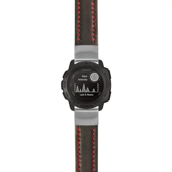 g.i.st23 Main Black & Red StrapsCo Heavy Duty Mens Leather Watch Band Strap 20mm