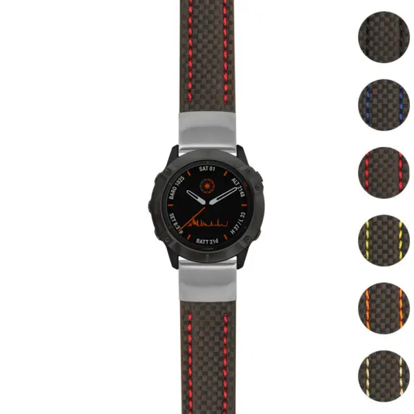 g.f6.st25 Gallery Black & Red StrapsCo Heavy Duty Carbon Fiber Watch Strap 20mm