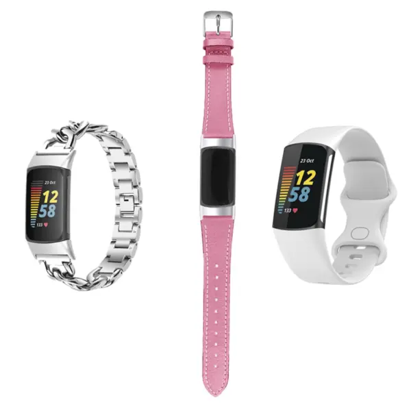 gb16.13.22 Pink & White Women's Strap Bundle for Fitbit Charge 5 & Charge 6