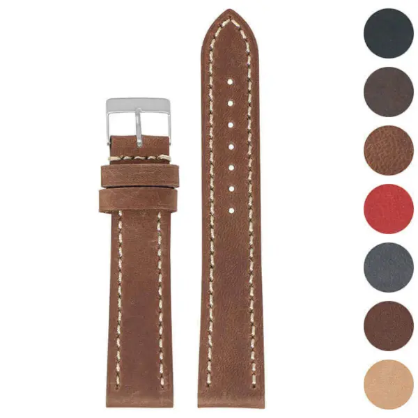 Vintage Leather Strap For Garmin Vivoactive 4S #1