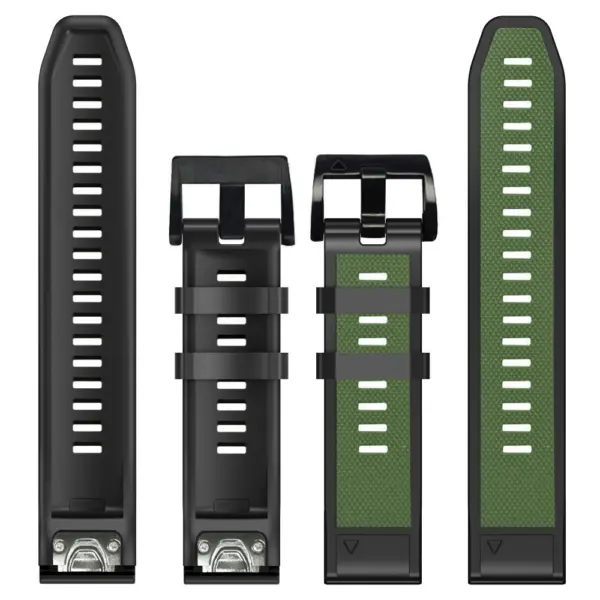 g.r76.11.1 Black Army Green Upright StrapsCo Perorated Rubber Sport Strap for Fenix 6X 6