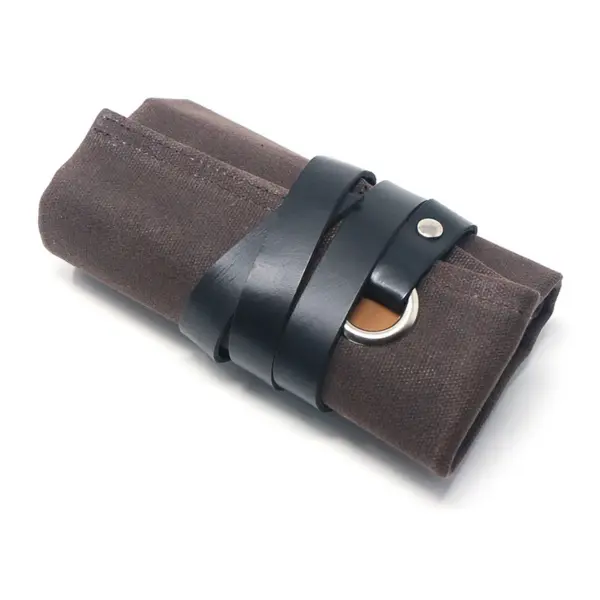 wr7.2 Angle Brown Interior Tan StrapsCo Waxed Canvas Watch Roll for 5 Watches Nylon Leather