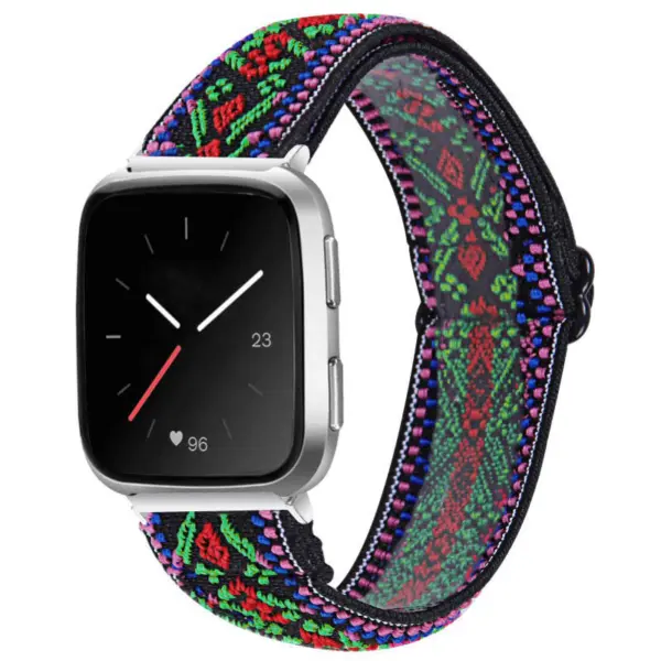fb.ny26.o Main Tribal Green StrapsCo Funky Pattern Elastic Nylon Watch Band Strap for Fitbit Versa Versa 2