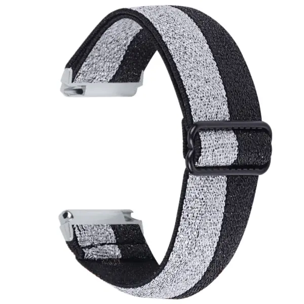 fb.ny26.7.7a Back Glitter Grey StrapsCo Funky Pattern Elastic Nylon Watch Band Strap for Fitbit Versa 2