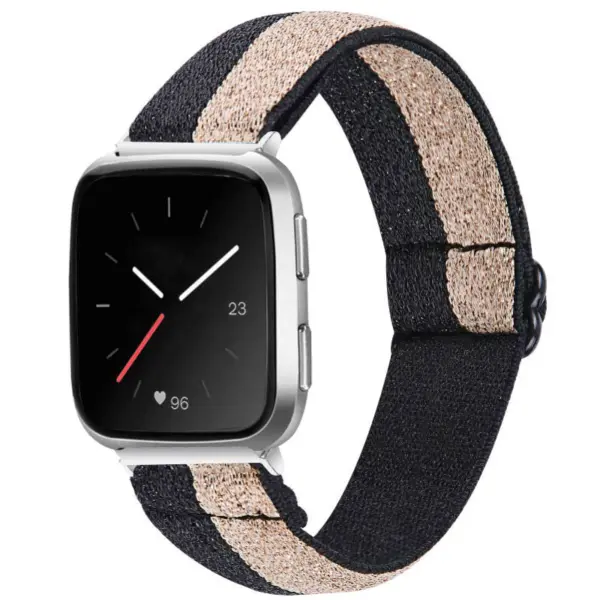 fb.ny26.7.17 Main Glitter Gold StrapsCo Funky Pattern Elastic Nylon Watch Strap Fitbit Versa Versa 2