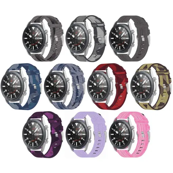s.ny6 All Color StrapsCo Canvas Strap w Polished Silver Buckle for Samsung Galaxy Watch Active 20mm 22mm