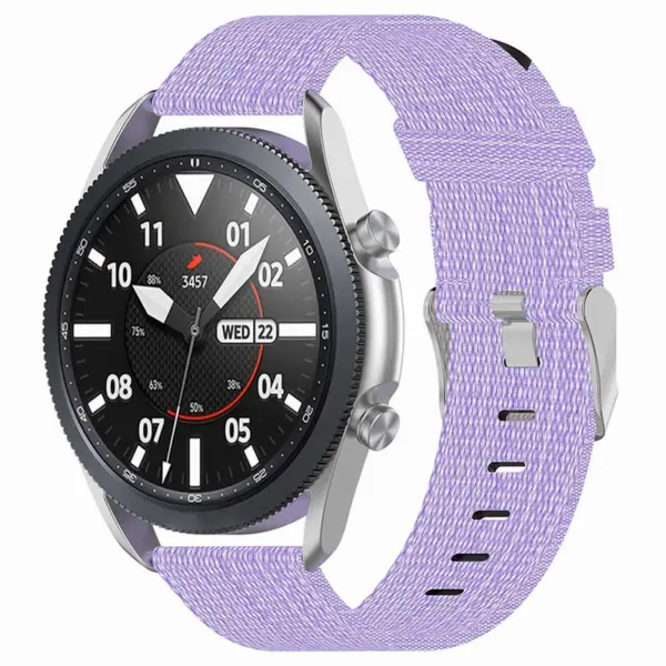 s.ny6 .18a Main Light Purple StrapsCo Canvas Strap w Polished Silver Buckle for Samsung Galaxy Watch Active 20mm 22mm