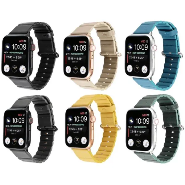 a.l13 All Color StrapsCo Genuine Leather Link Band Strap for Apple Watch 38mm 40mm 42mm 44mm