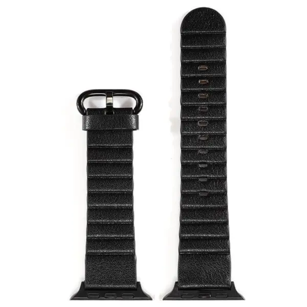 a.l13.1 Up Black StrapsCo Genuine Leather Link Band Strap for Apple Watch 38mm 40mm 42mm 44mm