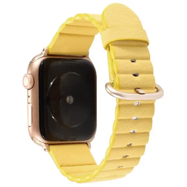 a.l13.10 Back Yellow StrapsCo Genuine Leather Link Band Strap for Apple Watch 38mm 40mm 42mm 44mm