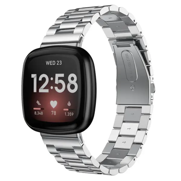fb.m125.ss Main Silver StrapsCo Stainless Steel Watch Band Strap for Fitbit Versa 3 Fitbit Sense