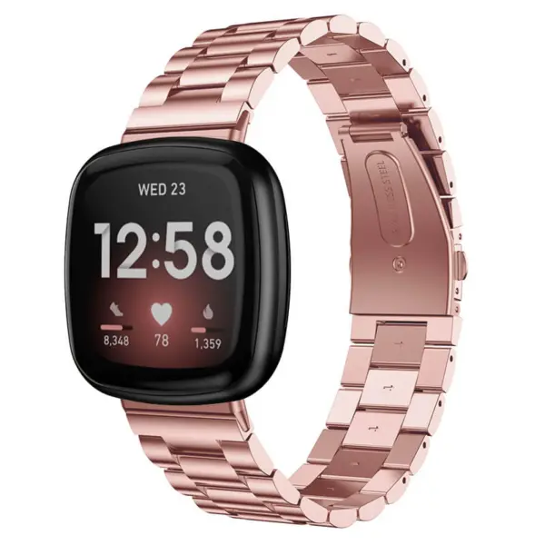 fb.m125.pg Main Pink Gold StrapsCo Stainless Steel Watch Band Strap for Fitbit Versa 3 Fitbit Sense