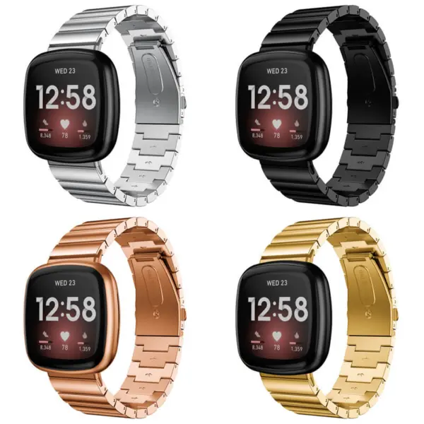 fb.m124 All Color StrapsCo Stainless Steel Metal Link Bracelet Watch Band for Fitbit Versa 3 Fitbit Sense