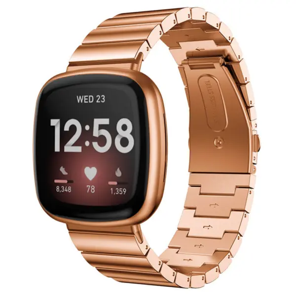 fb.m124.rg Main Rose Gold StrapsCo Stainless Steel Metal Link Bracelet Watch Band for Fitbit Versa 3 Fitbit Sense