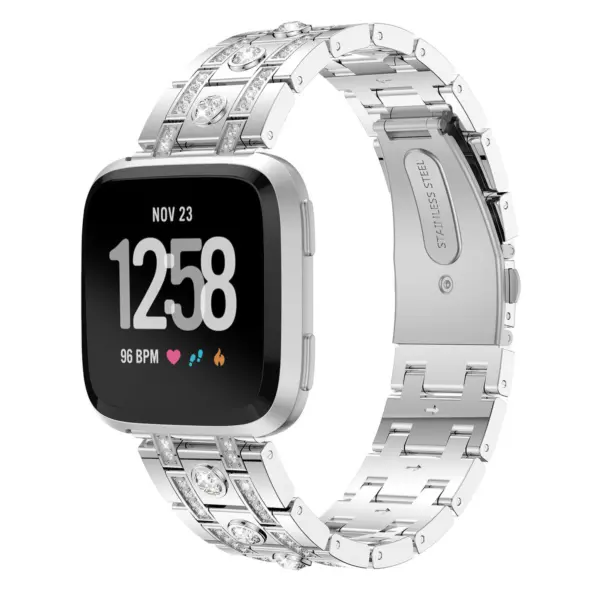 fb.m99.ss Main Silver StrapsCo Stainless Steel Watch Band Strap for Fitbit Versa