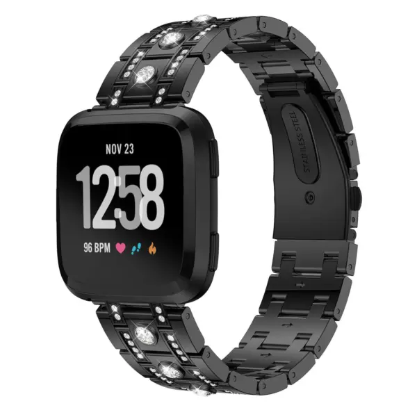 fb.m99.mb Main Black StrapsCo Stainless Steel Watch Band Strap for Fitbit Versa