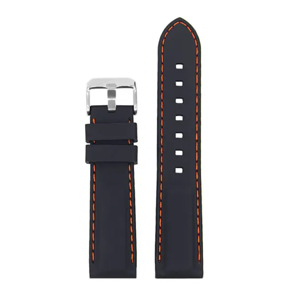 Pu1.1.12 Rubber Strap With Contrast Stitching In Black With Oran