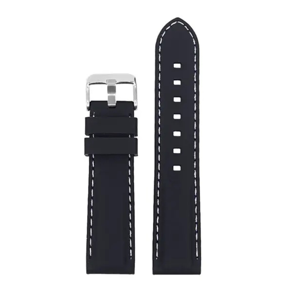 Pu1.1.22 Rubber Strap With Contrast Stitching In Black With Whi