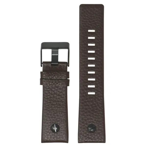 L.dz1.2.mb Main Brown (Black Buckle) StrapsCo Textured Leather Watch Band Strap With Rivet For Diesel