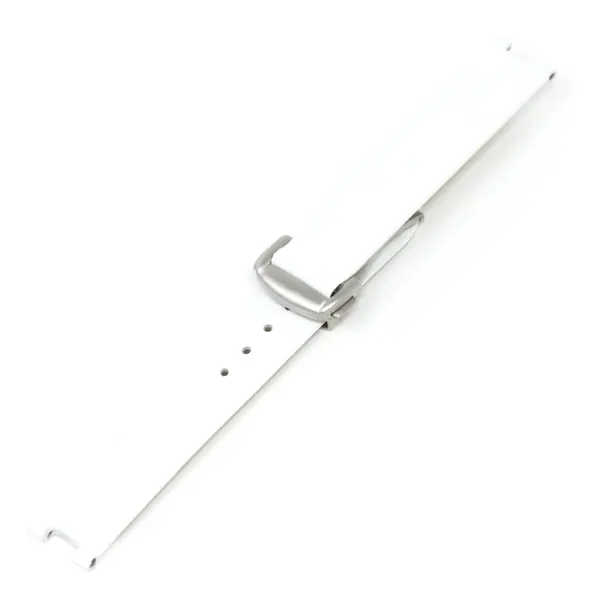 L.om2.22.bs White (Brushed Silver Buckle) Alt StrapsCo Croc Embossed Leather Watch Band Strap For De Ville