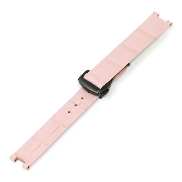 L.om2.13.mb Pink (Black Buckle) Alt StrapsCo Croc Embossed Leather Watch Band Strap For De Ville