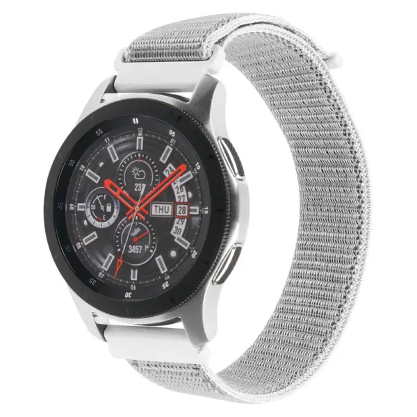 S.ny3.22 Main White StrapsCo Woven Nylon Watch Band Strap Compatible With Samsung Galaxy Watch (46mm), Gear S3 Classic, Gear S3 Frontier & Gear Live