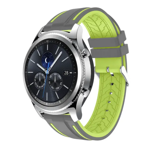 S.r8.7.11 Main Grey & Lime Green StrapsCo Silicone Rubber Watch Strap With Quick Release Compatible With Samsung Galaxy Watch Gear S3 Classic Frontier Gear Live