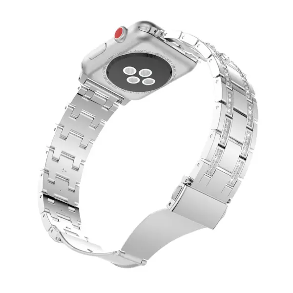 A.m36.ss Alt Silver StrapsCo Alloy Metal Link Watch Bracelet Band Strap With Rhinestones For Apple Watch Series 4 40mm 44mm