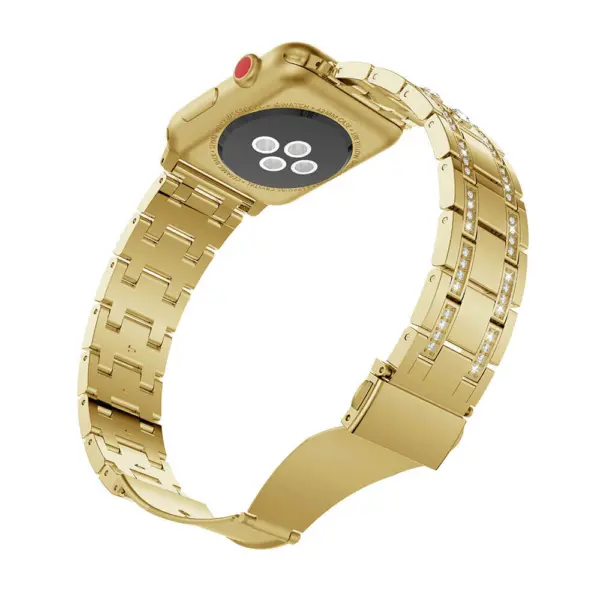A.m36.yg Alt Yellow Gold StrapsCo Alloy Metal Link Watch Bracelet Band Strap With Rhinestones For Apple Watch Series 4 40mm 44mm Copy