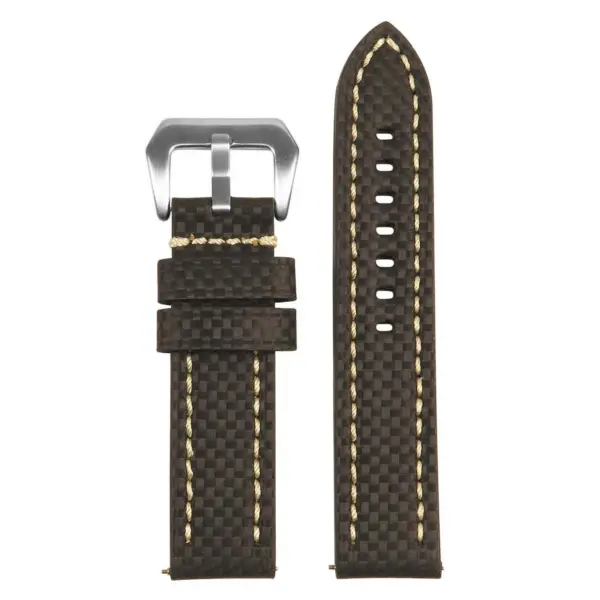 St25.1.22 Up Black & White Heavy Duty Carbon Fiber Watch Strap