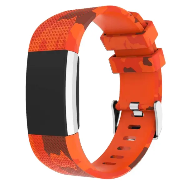 Fb.r30.12 Front Silicone Rubber Strap Fit Firbit Charge 2 Orange Camo