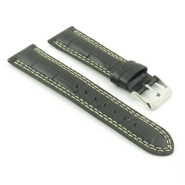 DASSARI President p603.1 Croc Embossed Leather Strap in Black