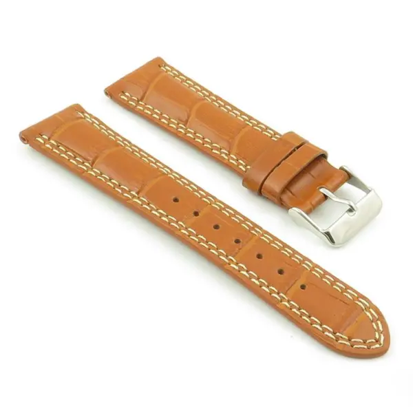 DASSARI President p603.3 Croc Embossed Leather Strap in Tan