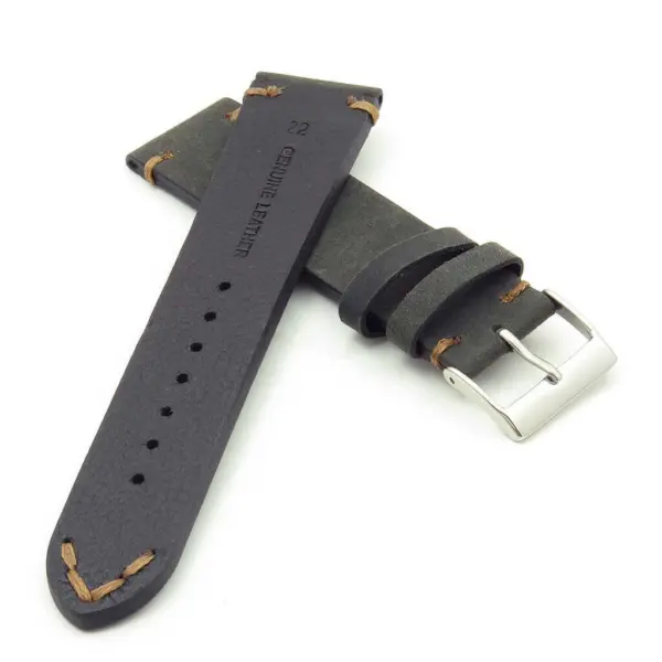 DASSARI Tribute Vintage Italian Leather Distressed Watch Strap in black ds1.1