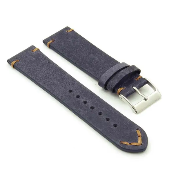 DASSARI Tribute Vintage Italian Leather Distressed Watch Strap in blue
