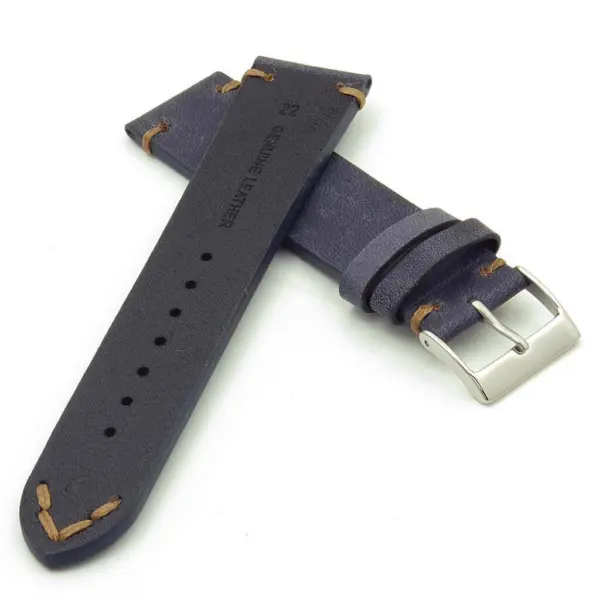 DASSARI Tribute Vintage Italian Leather Distressed Watch Strap in blue
