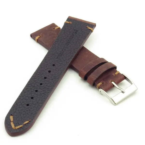 DASSARI Tribute Vintage Italian Leather Distressed Watch Strap in rust
